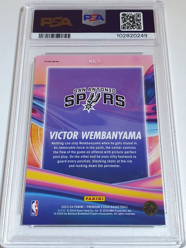 2023 NBA Hoops Premium Stock Victor Wembanyama #5 SILVER Anti Gravity - PSA 9