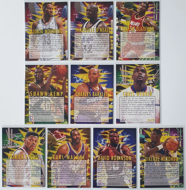 1994 Fleer Tower of Power (Complete 10 Cards Set) - Shaq Hakeem Zo Kemp Ewing