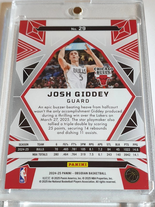 2024 Panini Obsidian Josh Giddey #29 ELECTRIC ETCH BLUE FLOOD /30 Holo (Bulls)