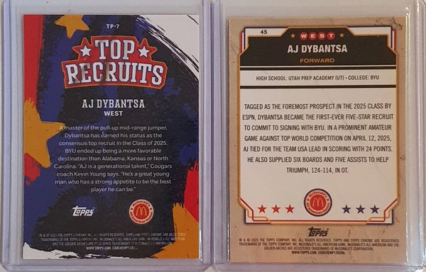 2025 Topps Chrome McDonald's AJ Dybantsa Rookie #TP-7 #45 RC - Ready to Grade