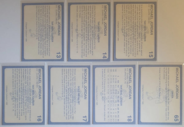 Lot of 7 x 1989 Collegiate Collection Michael Jordan COMPLETE North Carolina