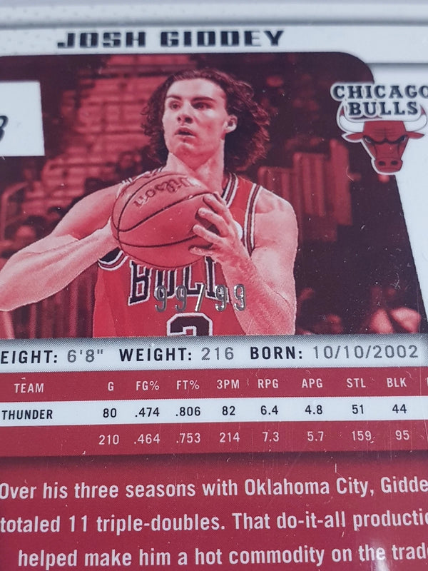 2024 Panini Prizm Deca Josh Giddey #123 PURPLE 99 Holo (Bulls) - Rare