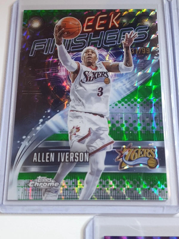 Lot of 3 x Allen Iverson 2025 Topps Chrome REFRACTOR Sleek Finisher /75 /99 /150