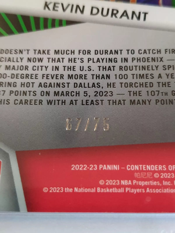 2022 Contenders Optic Kevin Durant #2 BLUE ICE /75 Prizm Optic Illusion - Rare