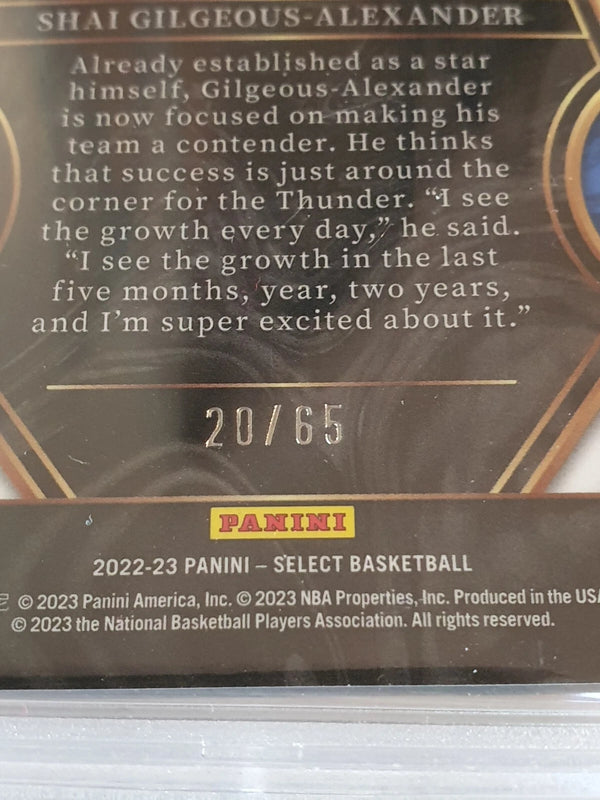 2022 Select Shai Gilgeous-Alexander #156 ORANGE /65 Die-Cut Prizm PSA 9 (POP 6)