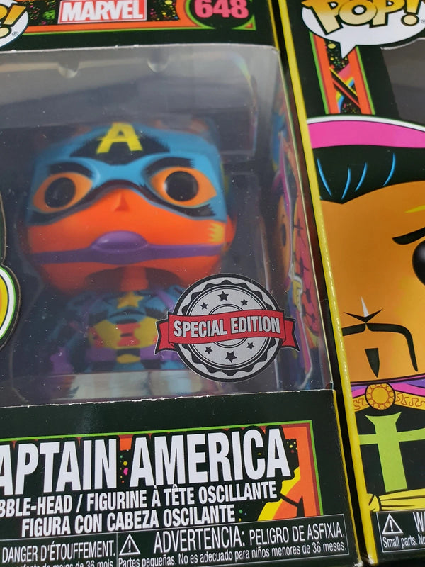 Lot of 12 x Marvel Avengers Funko BLACK LIGHT Special Figures + Protectors