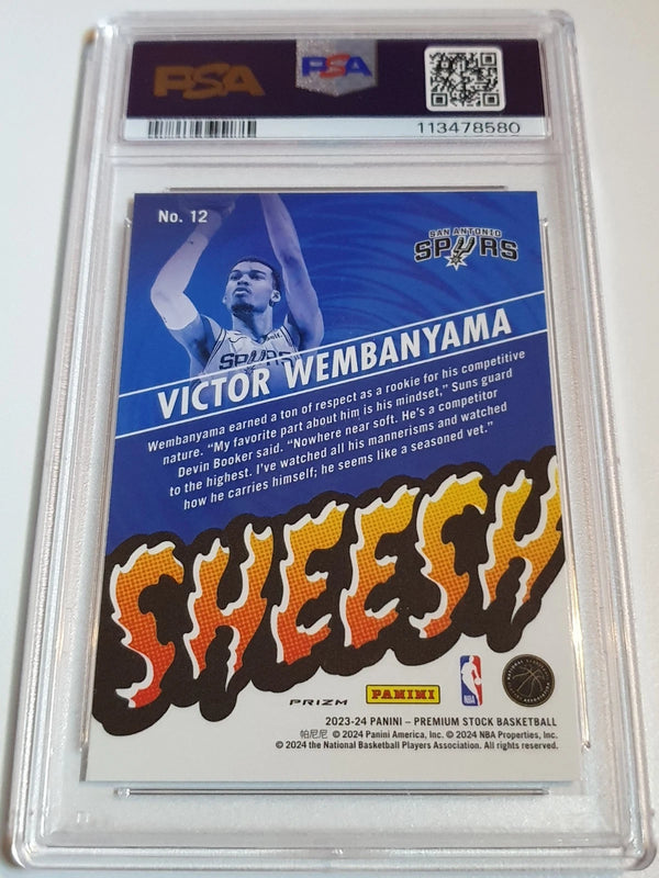2023 Premium Stock Victor Wembanyama Rookie #12 SILVER Prizm Sheesh RC - PSA 9