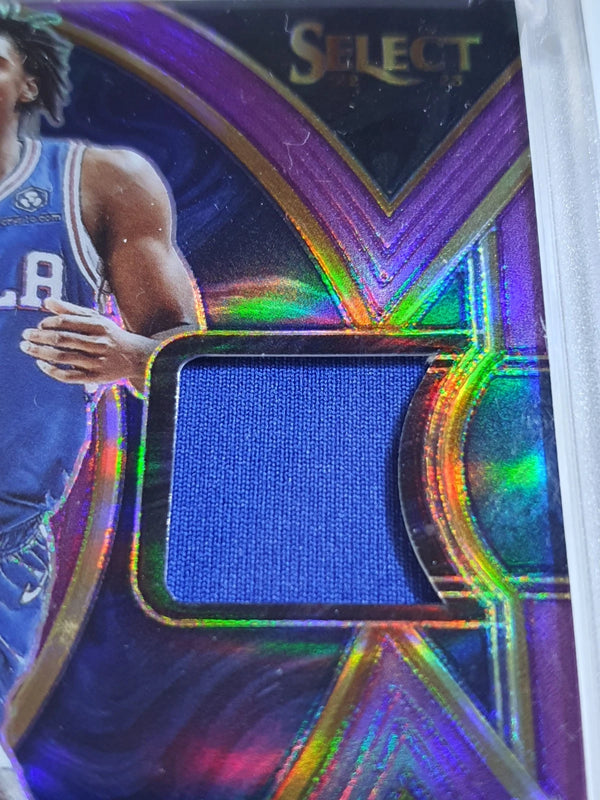 2022 Panini Select Tyrese Maxey #PATCH PURPLE /99 Game Worn Jersey - Rare