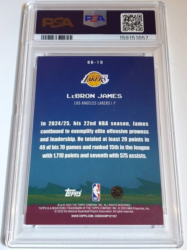 2025 Topps Lebron James #8B-19 HOLO FOIL 8 Bit Ballers - PSA 9 (POP 50)