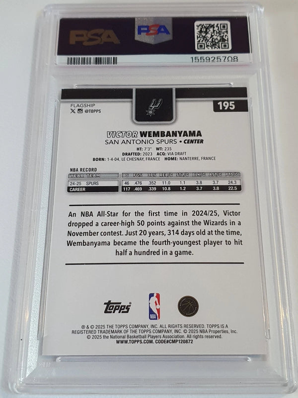 2025 Topps Basketball Victor Wembanyama #195 RAINBOW FOILBOARD - PSA 9 (Low POP)