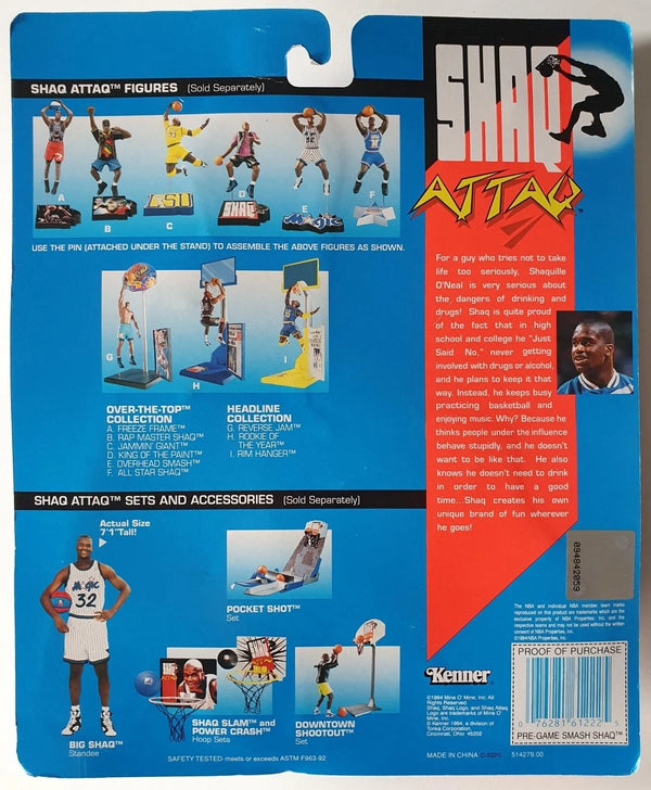1993 Kenner Shaq Attaq Shaquille O'Neal Figurine Pre-Game Smash Shaq - Sealed