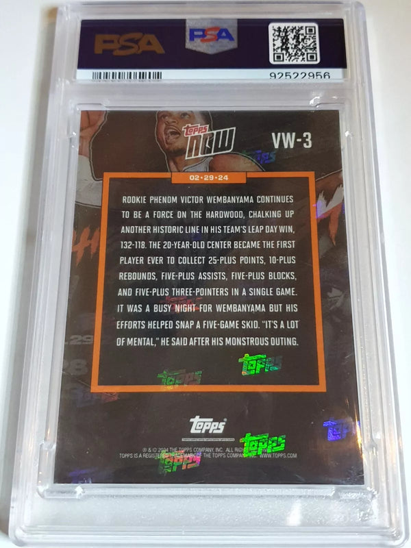 2023 Topps Now Victor Wembanyama Rookie #VW3 History for Wemby - PSA 10
