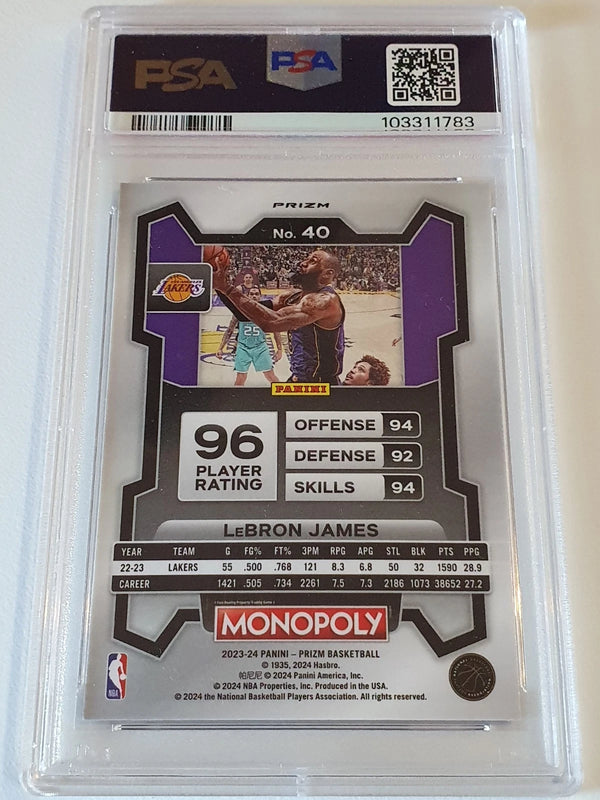 2023 Panini Prizm Monopoly LeBron James #40 PURPLE WAVE Holo - PSA 9 (Low POP)