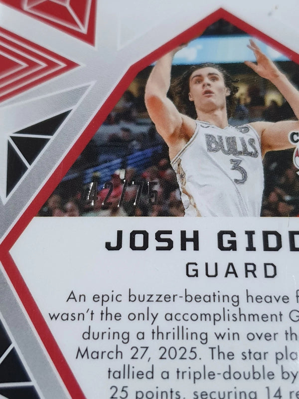 2024 Panini Obsidian Josh Giddey #29 ELECTRIC ETCH PURPLE FLOOD /75 Holo (Bulls)