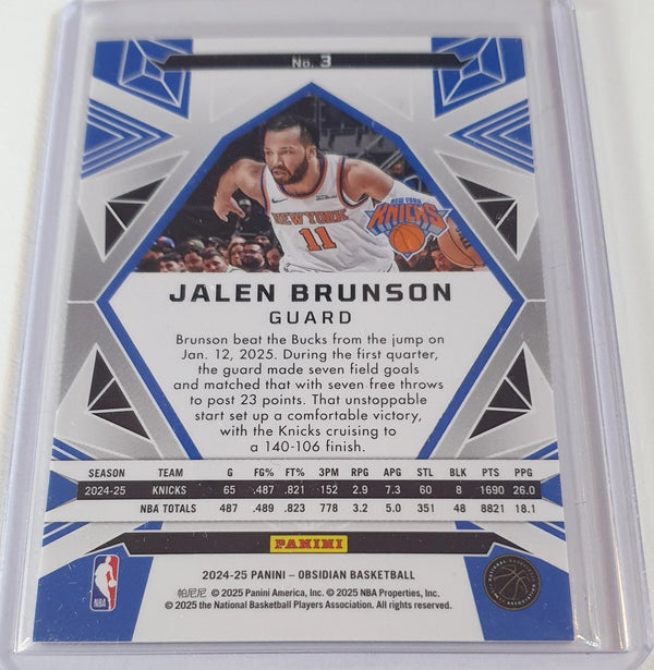 2024 Panini Obsidian Jalen Brunson #3 ELECTRIC ETCH RED FLOOD Holo - Rare