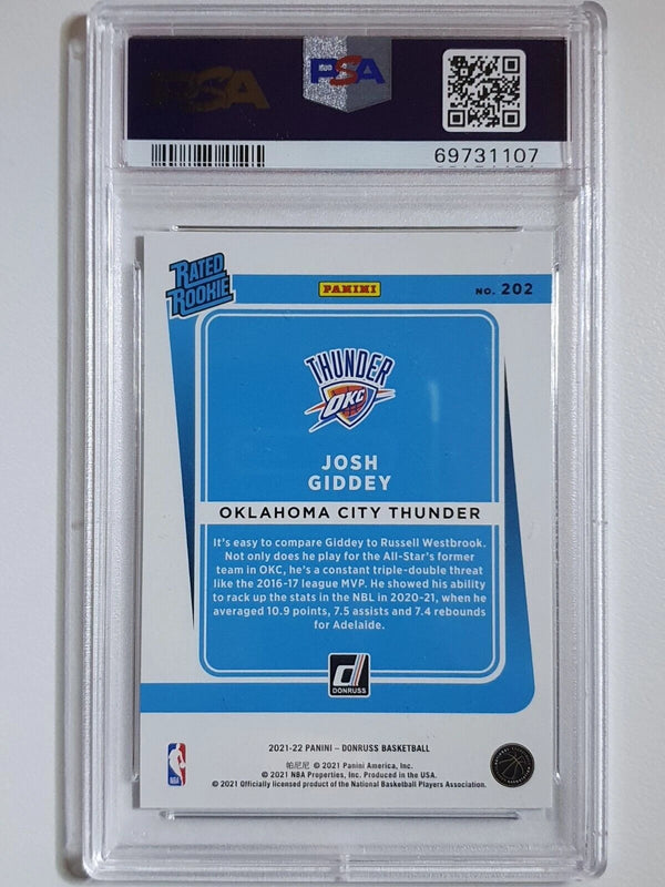 2021 Panini Donruss Josh Giddey Rookie #202 CHOICE PRIZM RC - PSA 10 (LOW POP)