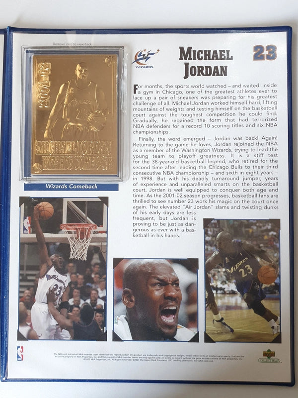 1999 Upper Deck Michael Jordan 22KT GOLD Career and Comeback Cards (2 x Cards)