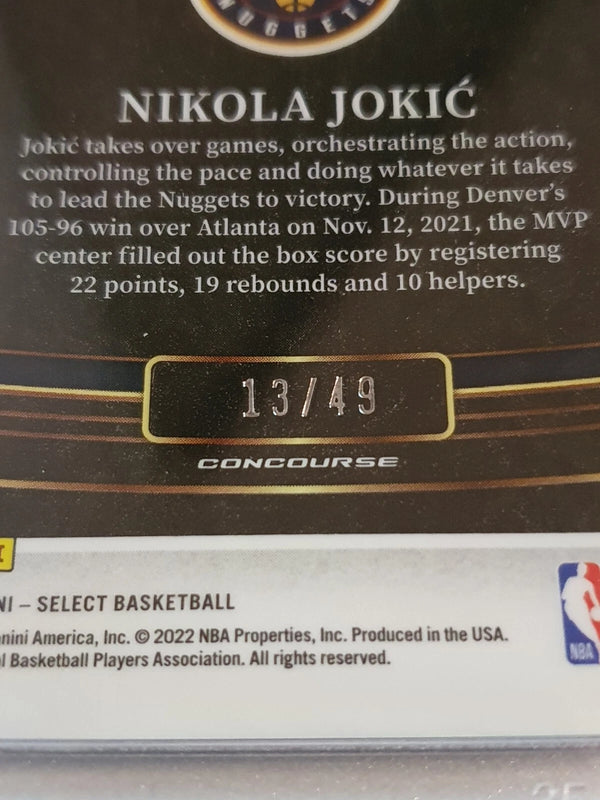 2021 Panini Select Nikola Jokic #82 TEAL WHITE PINK /49 Holo Concourse - Rare