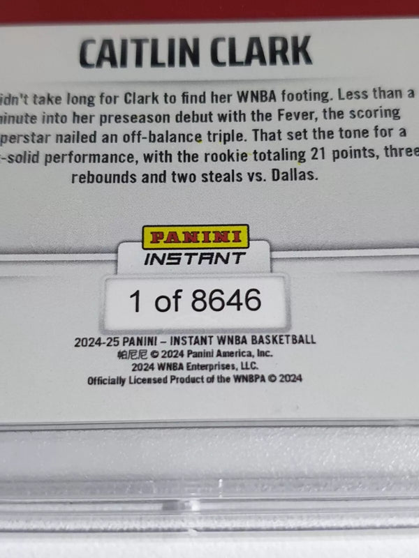 2024 Panini Instant WNBA Caitlin Clark Rookie #1 /8646 Debut RC - PSA 9