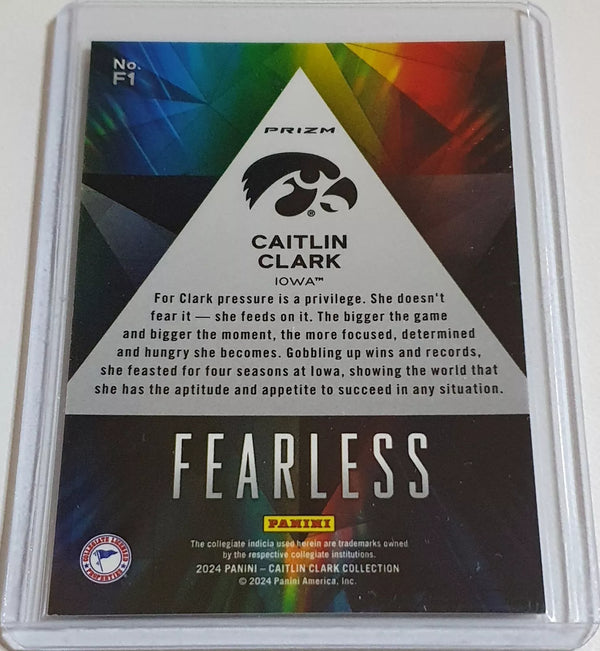 2024 Panini Caitlin Clark Rookie Collection #F1 Prizm Fearless - Ready to Grade