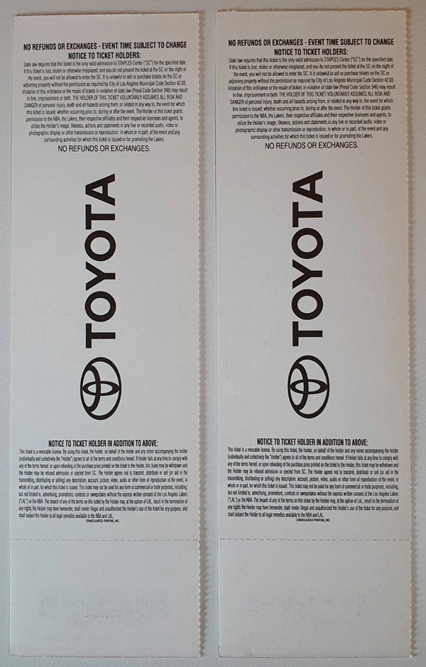 2 x LA Lakers Game Tickets Shaquille O'Neal 2001 NBA Playoffs G3 - Stubs