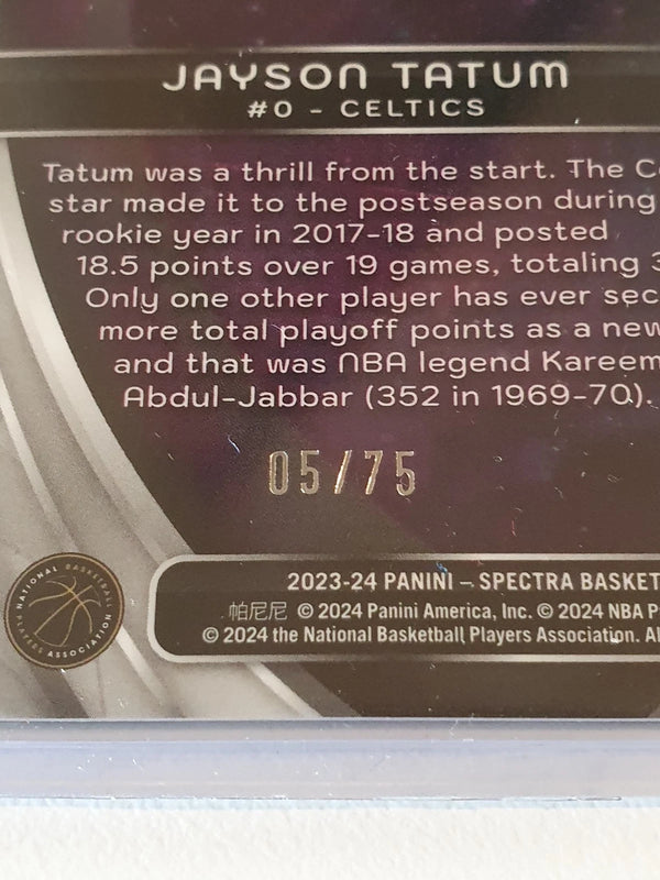 2023 Panini Spectra Jayson Tatum #82 GREEN /75 Holo Titan - Ready to Grade