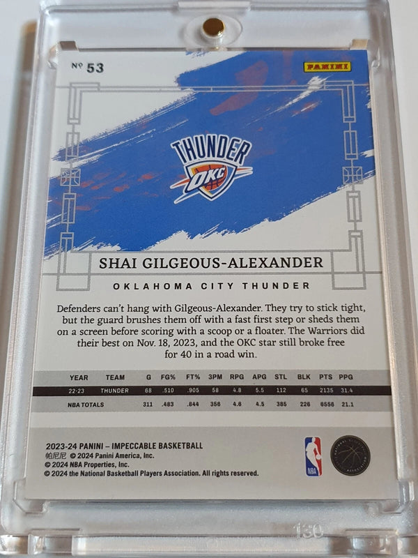 2023 Panini Impeccable Shai Gilgeous-Alexander #53 INTERNATIONAL Edition - Rare