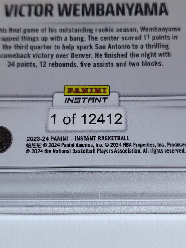 2023 Panini Instant Victor Wembanyama Rookie #495 /12412 RC - PSA 9 (Low POP)