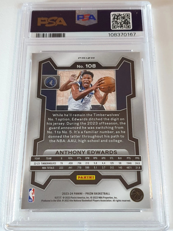 2023 Panini Prizm Anthony Edwards #108 RED ICE Holo - PSA 9 (POP 27)