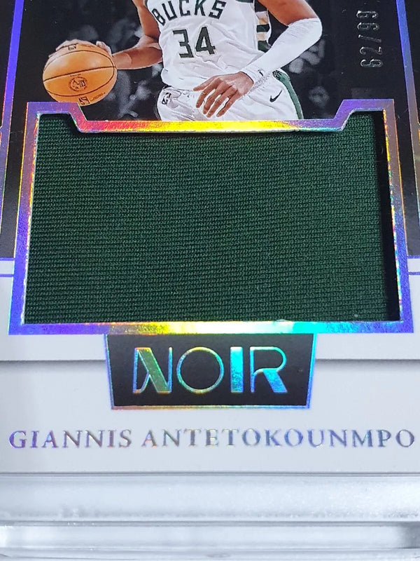 2023 Panini Noir Giannis Antetokounmpo #PATCH /99 Game Worn Jumbo Jersey - Rare