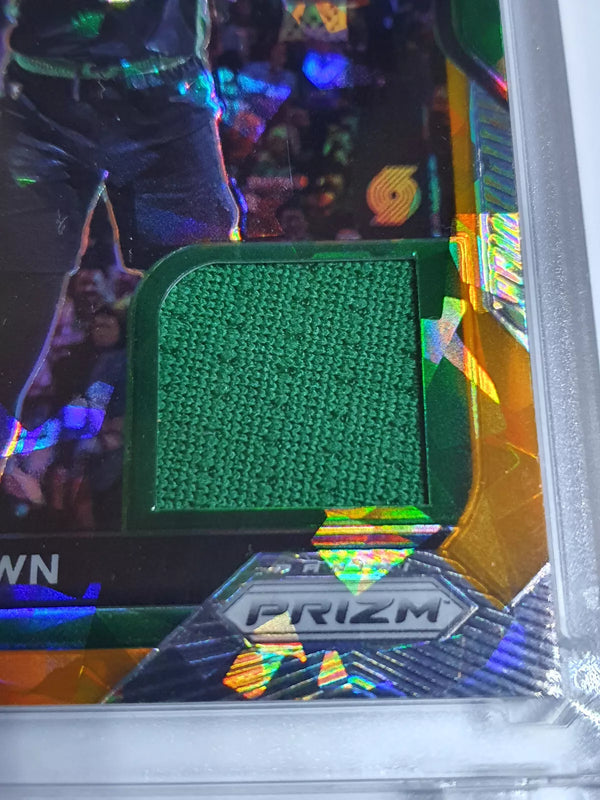 2020 Panini Prizm Jaylen Brown #PATCH ORANGE ICE Game Worn Jersey - Rare