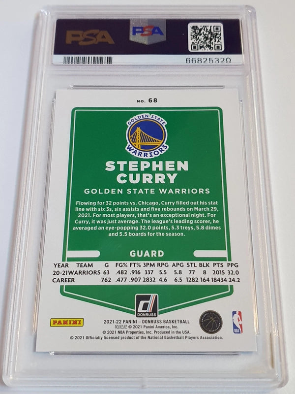 2021 Panini Donruss Stephen Curry #68 HOLO TEAL LASER - PSA 9 (POP 8)