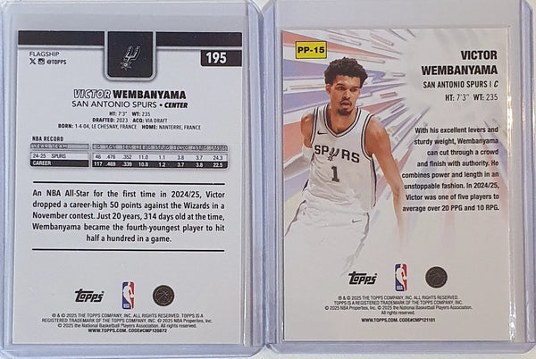 Lot of 2x 2025 Topps Flagship Victor Wembanyama #195 #PP-15 - Ready to Grade