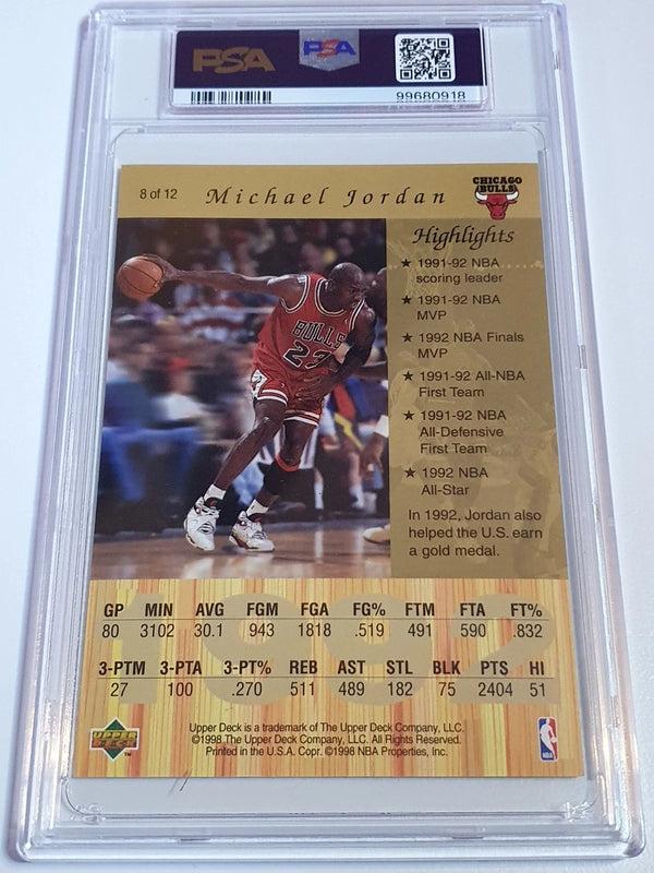 1998 Upper Deck Michael Jordan Gatorade #8 Jumbo GOLD Foil - PSA 8 (Low POP)