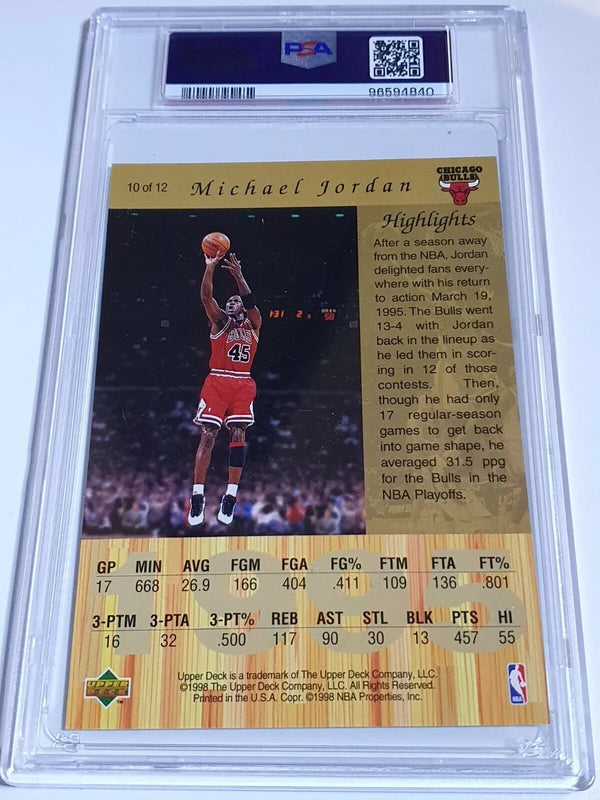 1998 Upper Deck Michael Jordan Gatorade #10 Jumbo GOLD Foil - PSA 9 (Low POP)