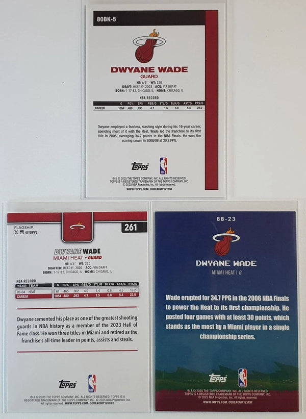Lot of 3x 2025 Topps Flagship Basketball Dwyane Wade Insert - Ready to Grade