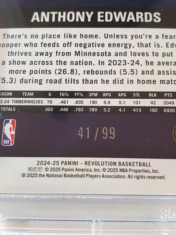 2024 Panini Revolution Anthony Edwards #40 COSMIC /99 Holo - Ready to Grade