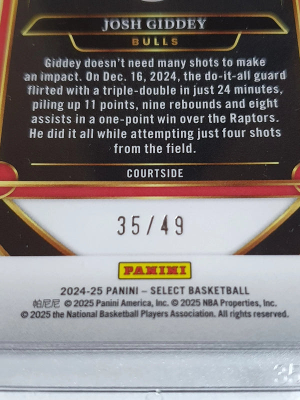 2024 Panini Select Josh Giddey #238 DISCO RED /49 Holo (Bulls) - Ready to Grade