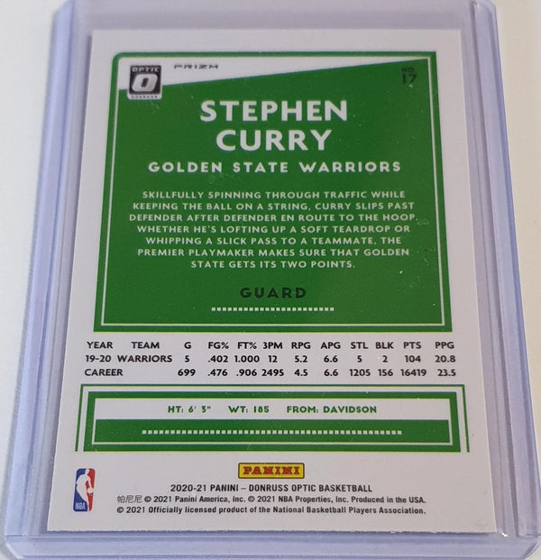 2020 Panini Donruss Optic Stephen Curry #17 SILVER WAVE Prizm - Ready to Grade