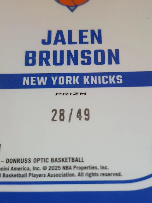 2024 Panini Donruss Optic Jalen Brunson #20 BLUE /49 Holo Elite Dominators