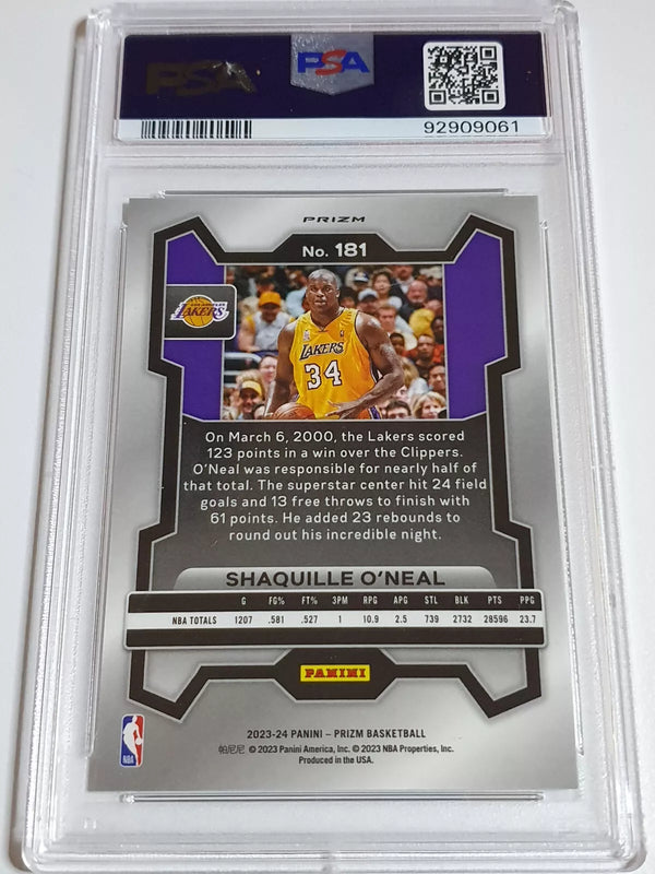 2023 Panini Prizm Shaquille O'Neal #181 SILVER Prizm - PSA 10 (POP 16)