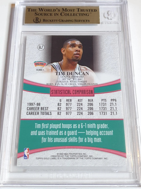 1998 Topps Gold Label Tim Duncan #GL7 2nd Year Card - BGS 9.5 (POP 4)