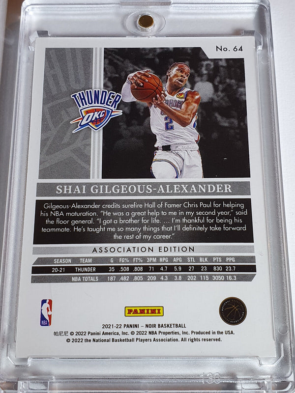 2021 Noir Shai Gilgeous-Alexander #64 Association Edition /99 - Ready to Grade