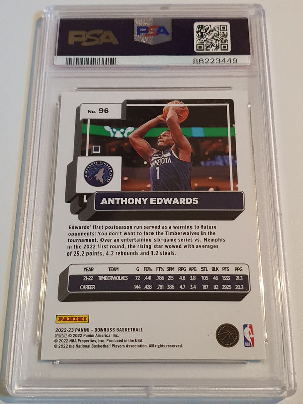 2022 Panini Donruss Anthony Edwards #96 GREEN LASER Holo - PSA 9 (POP 1)