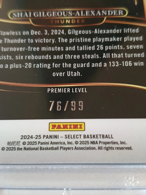 2024 Panini Select Shai Gilgeous-Alexander #131 PURPLE /99 Holo - Ready to Grade
