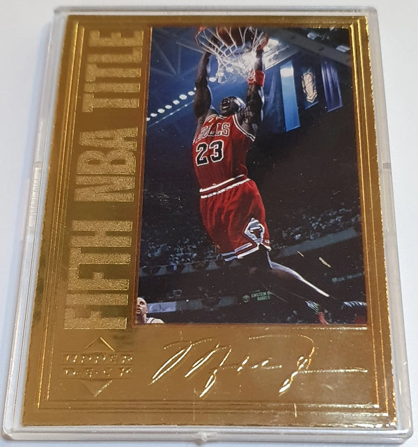 1997 Upper Deck Michael Jordan 22KT GOLD Fifth NBA Title - Box & COA