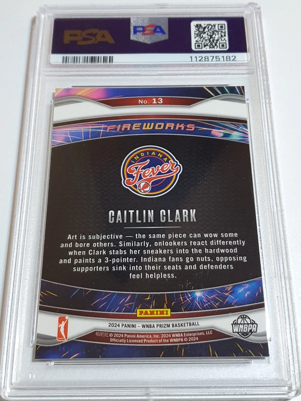 2024 Panini Prizm WNBA Caitlin Clark Rookie #13 Fireworks RC - PSA 9