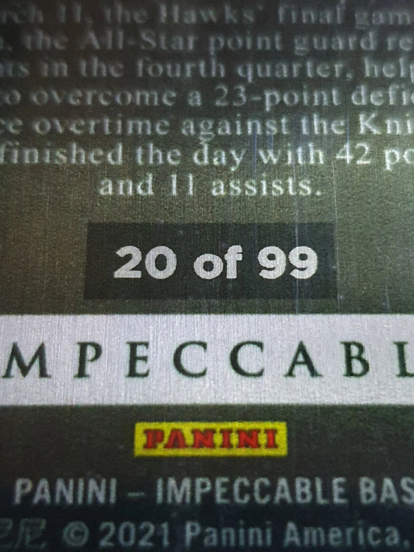 2020 Panini Impeccable Trae Young #15 STAINLESS STARS /99 - Ready to Grade