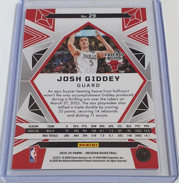 2024 Obsidian Josh Giddey #29 ELECTRIC ETCH PULSAR Holo (BULLS) - Rare