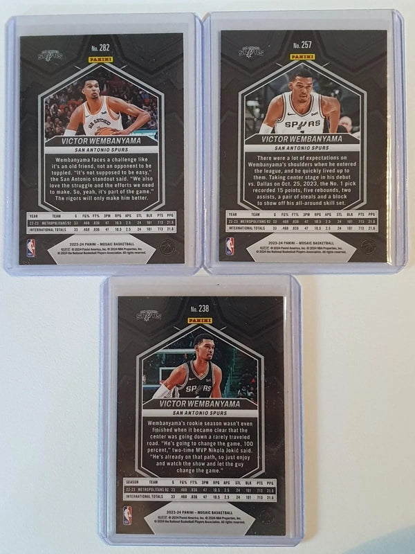 2023 Mosaic Victor Wembanyama LOT of 3 Rookie Cards #282 #257 #238 RCs - Rare